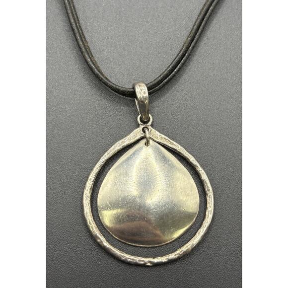 Silpada 18" Sterling Silver Leather Cord Hammered Texture W19 - Picture 1 of 12